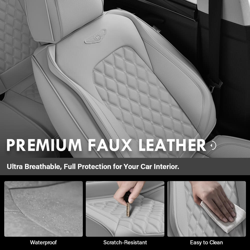 Coverado Seat Covers Premium Faux Leather Front and Back Seats Universal Fit Seat Protectors