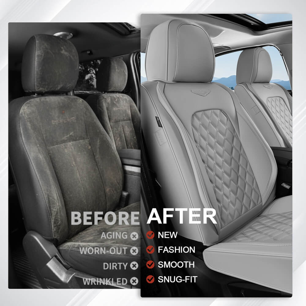 Coverado Seat Covers Premium Faux Leather Front and Back Seats Universal Fit Seat Protectors