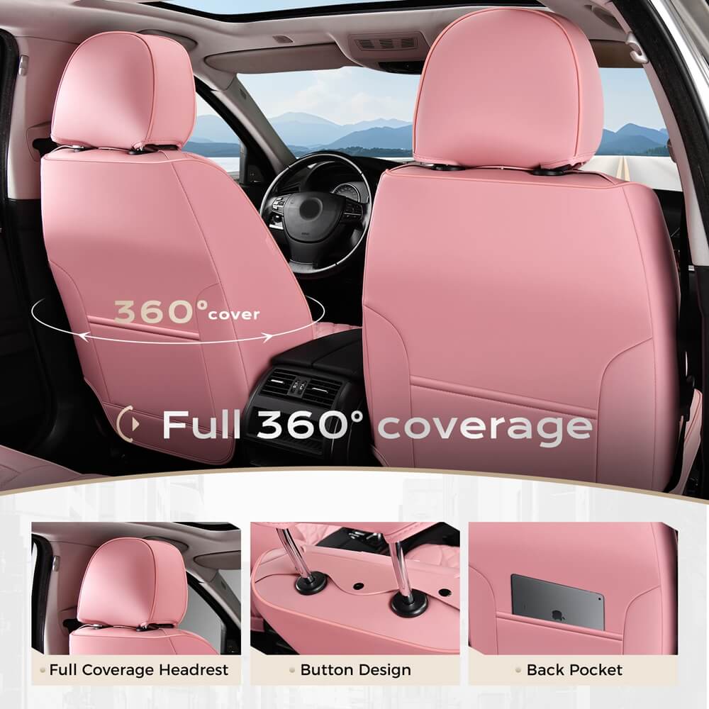 Coverado Seat Covers Premium Faux Leather Front and Back Seats Universal Fit Seat Protectors