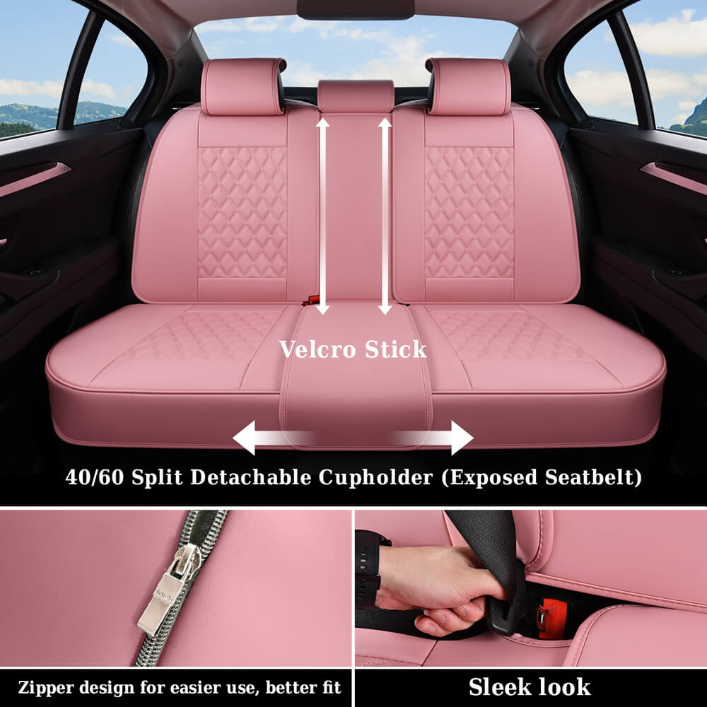 Coverado Seat Covers Premium Faux Leather Front and Back Seats Universal Fit Seat Protectors