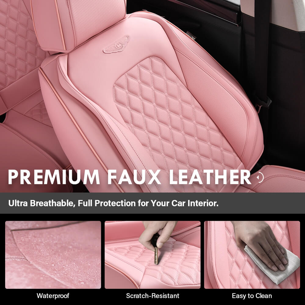 Coverado Seat Covers Premium Faux Leather Front and Back Seats Universal Fit Seat Protectors