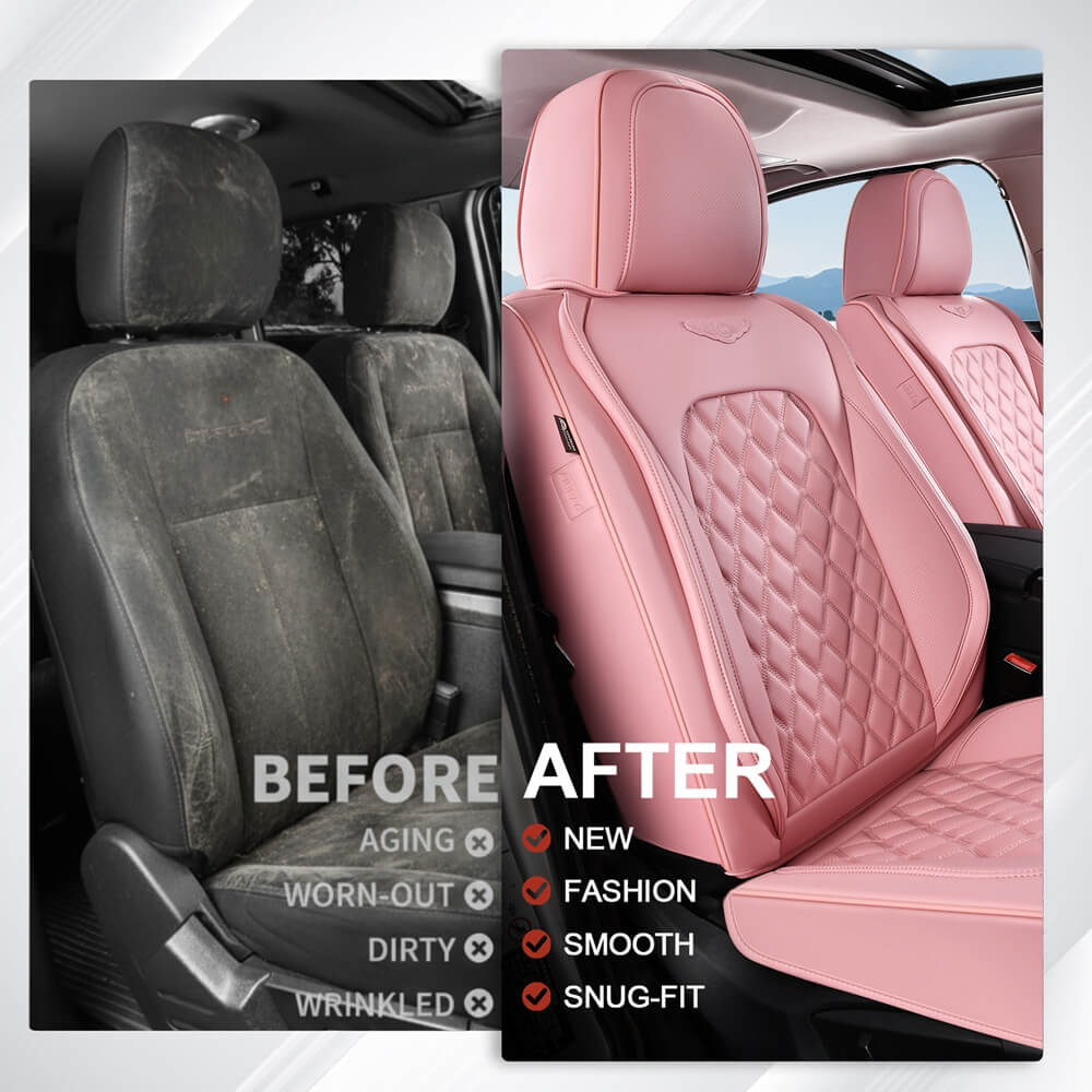 Coverado Seat Covers Premium Faux Leather Front and Back Seats Universal Fit Seat Protectors