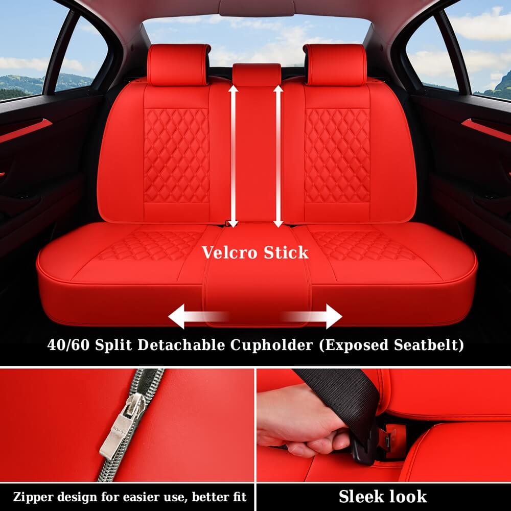 Coverado Seat Covers Premium Faux Leather Front and Back Seats Universal Fit Seat Protectors