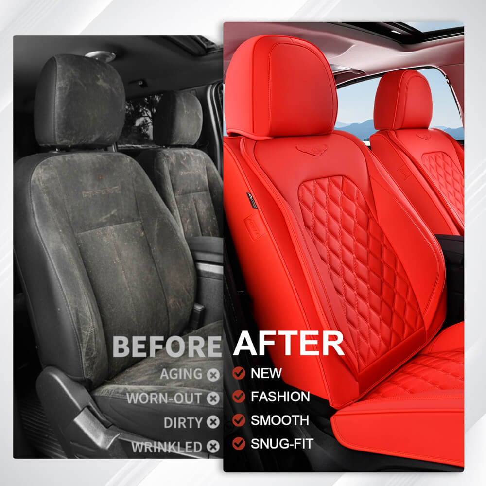 Coverado Seat Covers Premium Faux Leather Front and Back Seats Universal Fit Seat Protectors
