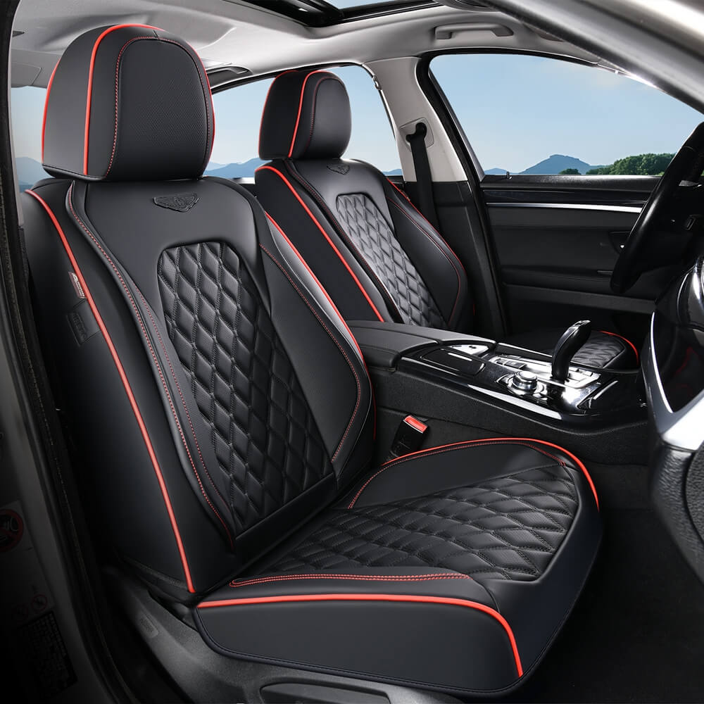 Coverado Seat Covers Premium Faux Leather Front and Back Seats Universal Fit Seat Protectors