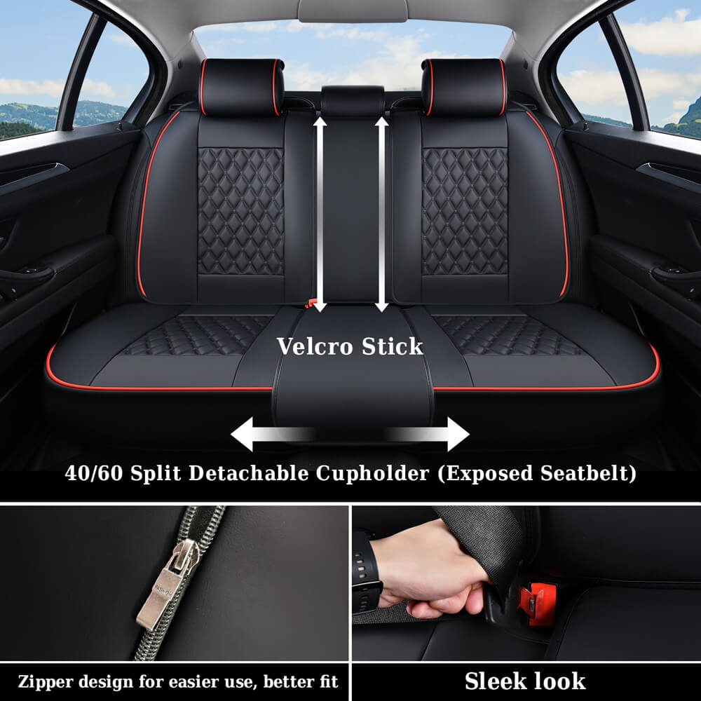 Coverado Seat Covers Premium Faux Leather Front and Back Seats Universal Fit Seat Protectors
