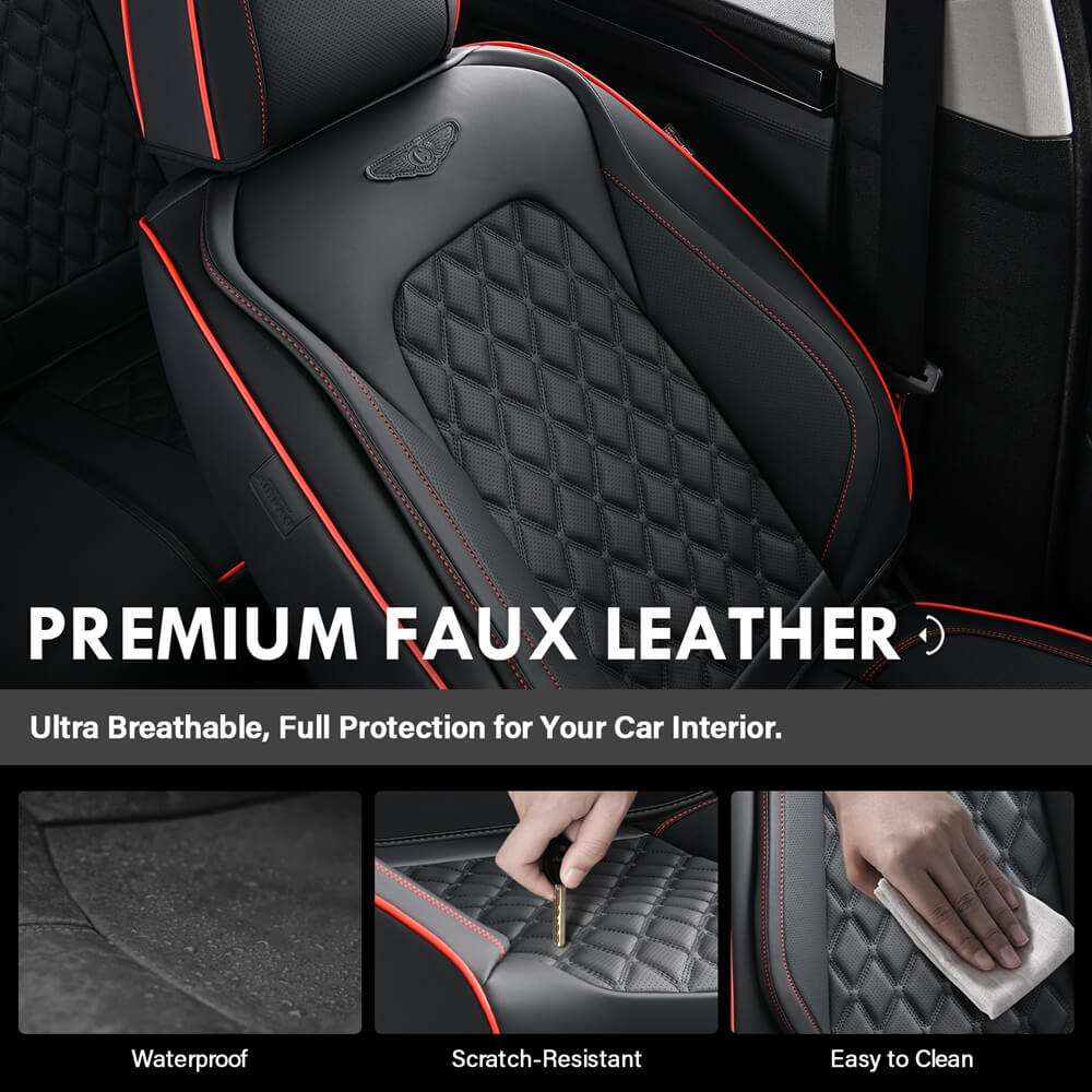 Coverado Seat Covers Premium Faux Leather Front and Back Seats Universal Fit Seat Protectors