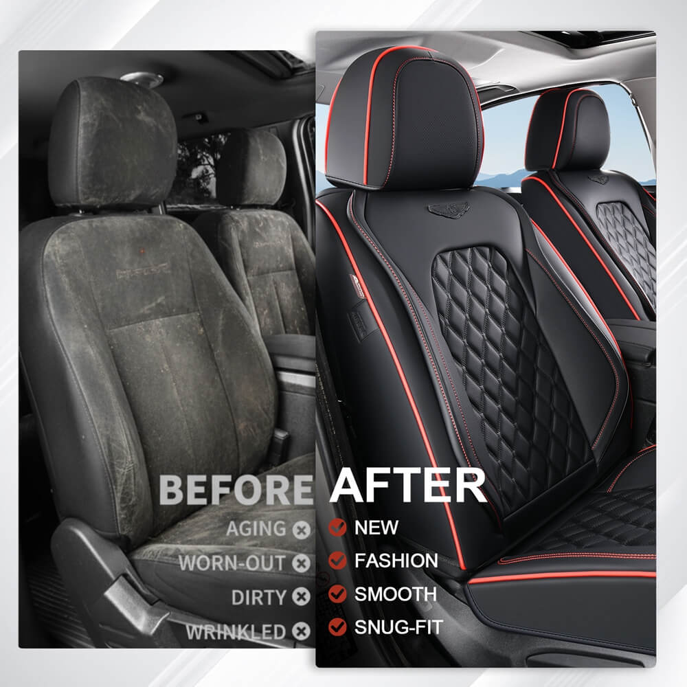 Coverado Seat Covers Premium Faux Leather Front and Back Seats Universal Fit Seat Protectors