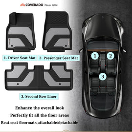 50% OFF 🔥🔥 Coverado Custom 2021-2024 Tesla Model Y Car Floor Mats Full Set Fit Front Rear Trunk Cargo Liners Auto Tesla Interior Liners