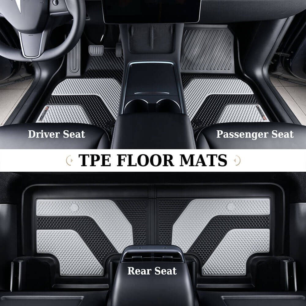 Coverado Custom 2020-2024 Tesla Model Y Car Floor Mats Full Set Fit Front Rear Trunk Cargo Liners Auto Tesla Interior Liners