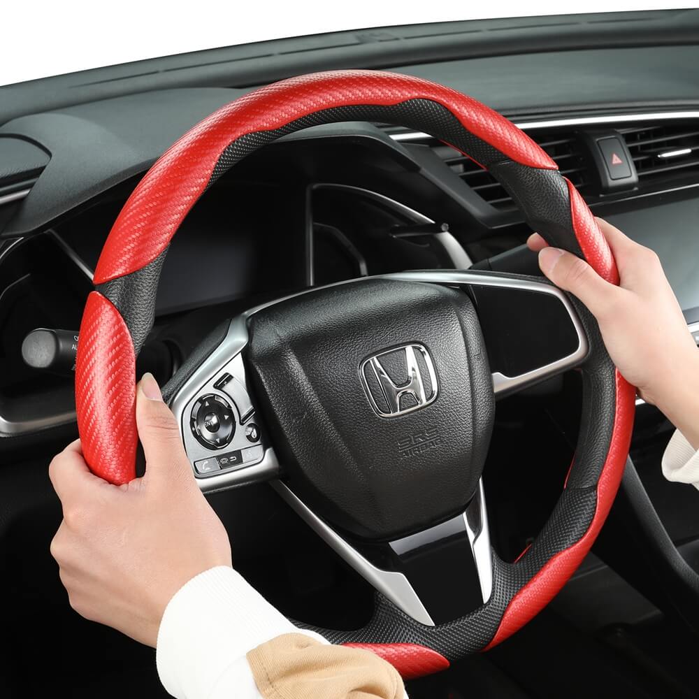 Coverado Steering Wheel Covers 3 Pieces for Cars Carbon Fiber Non-slip  Auto Accessories Universal Fit