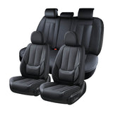 15% OFF🔥🔥 Coverado 5 Seats Front and Rear Seat Covers for Cars Full Set Lumbar Support Premium Leather Waterproof Universal Fit