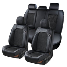 Load image into Gallery viewer, Coverado Full Set Seat Covers for Front and Back Seats Faux Leather&amp;Woven Fabric Breathable Universal Fit