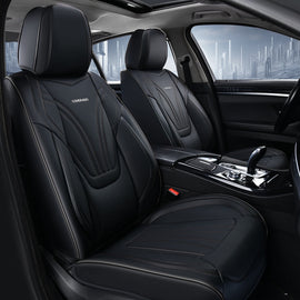 Coverado Leatherette Car Seat Covers Front and Back 5 Seats with Lumbar Support Water Resistant Full Set Auto Seat Protectors Universal Fit