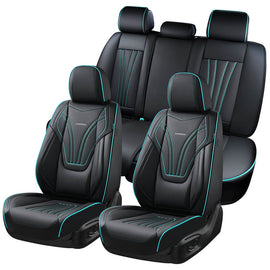 Coverado Leatherette Car Seat Covers Front and Back 5 Seats with Lumbar Support Water Resistant Full Set Auto Seat Protectors Universal Fit