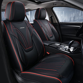 Coverado Leatherette Car Seat Covers Front and Back 5 Seats with Lumbar Support Water Resistant Full Set Auto Seat Protectors Universal Fit