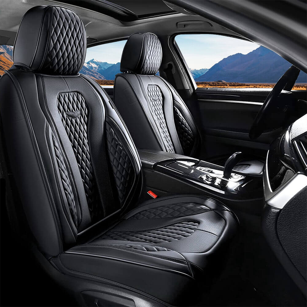 Coverado 2 Seats Driver Passenger Premium Leather Front Car Seat Covers Luxury Auto Seat Protectors Universal Fit