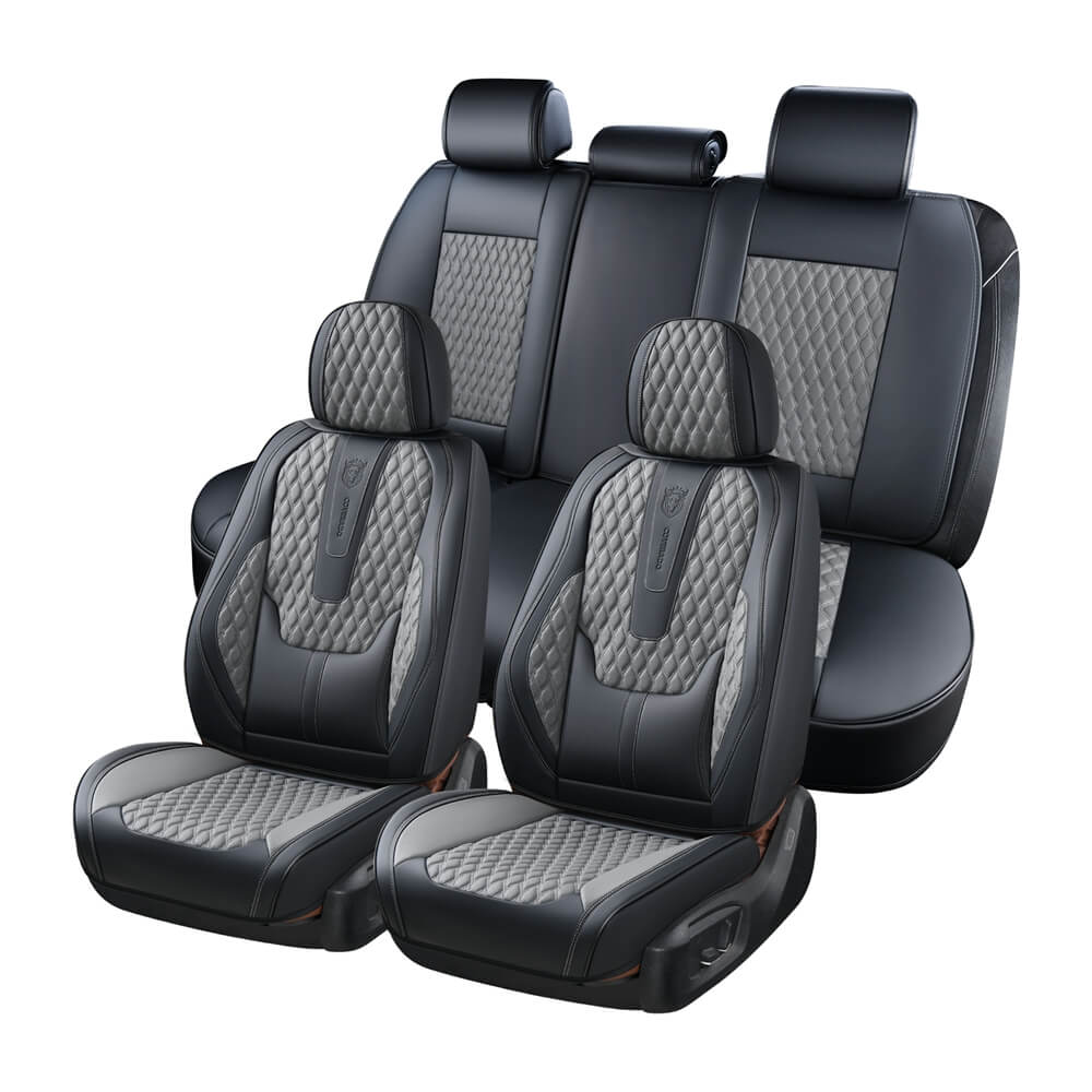 Coverado 5 Seats Full Set Car Seat Covers Universal Fit Premium Leather Waterproof Front and Back Auto Seat Protectors