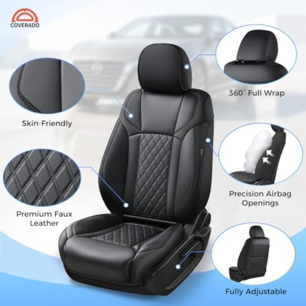 Subaru Outback 2020-2025 Full Coverage Custom Premium Faux Leather Car Seat Covers (No Leg Rest on Driver's Side)