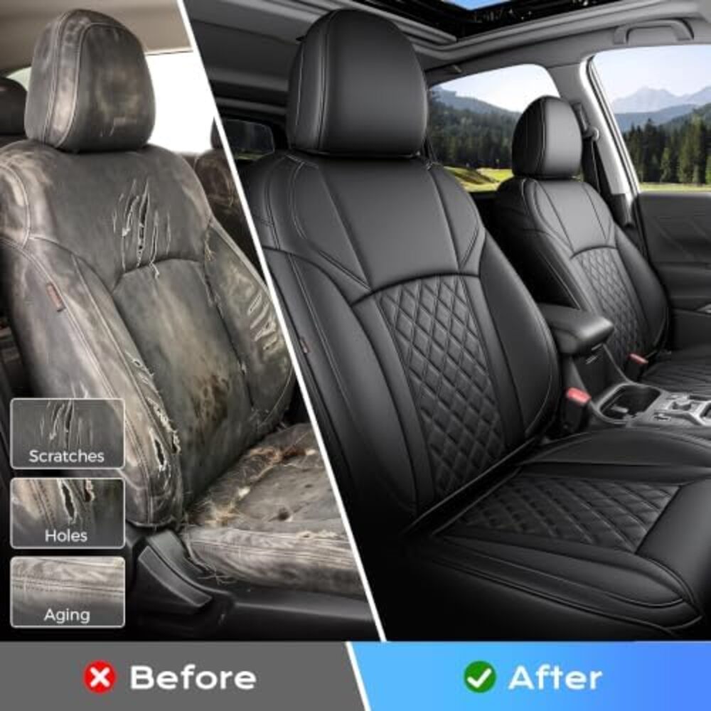 Subaru Forester 2019-2024 Full Coverage Custom Premium Faux Leather Car Seat Covers(Rear with Cup Holder)