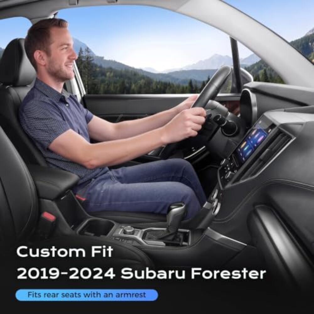 Subaru Forester 2019-2024 Full Coverage Custom Premium Faux Leather Car Seat Covers(Rear with Cup Holder)