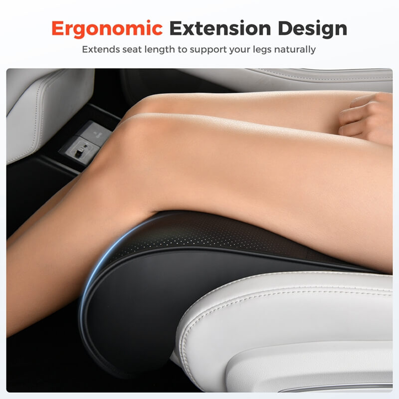 Coverado Car Seat Extender Pad Quality Leather Leg Support Cushion for Long Driving Office Chair