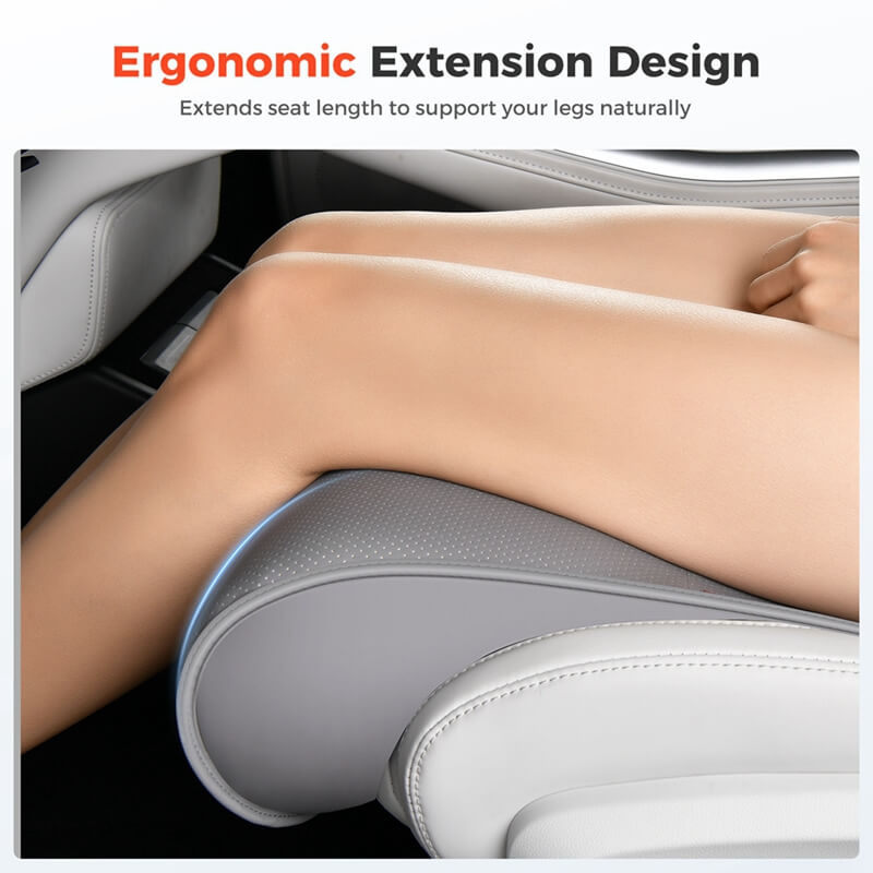 Coverado Car Seat Extender Pad Quality Leather Leg Support Cushion for Long Driving Office Chair