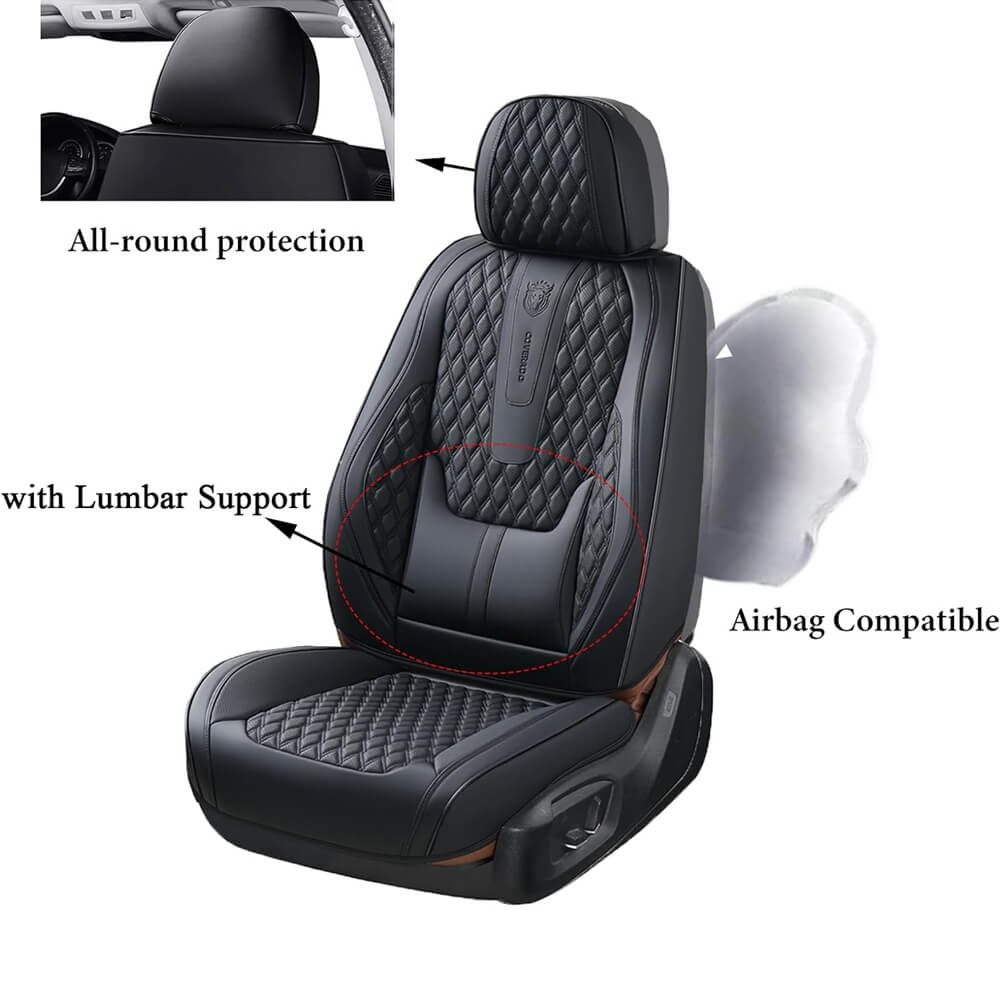 Coverado Full Set Car Seat Covers Universal Fit Premium Leather Waterproof Auto Seat Protectors