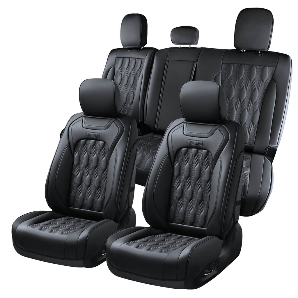 FORD F-150 2015-2018 BLACK/RED LEATHER-LIKE CUSTOM MADE FIT FRONT - Foto 8