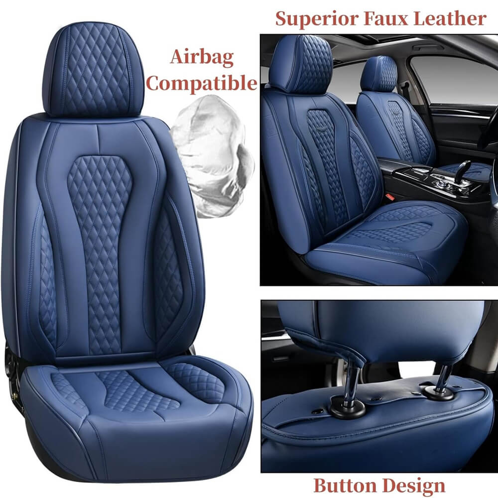 Coverado 2 Seats Waterproof Premium Leather Front Car Seat Cover Luxury Car Seat Protectors Universal Fit