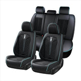 Coverado Full Set 5 Seats Car Seat Covers Fabric & Leather Front and Back Auto Seat Protectors Universal Fit