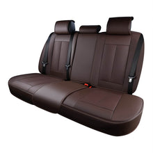 Load image into Gallery viewer, Coverado Brown Rear Seat Covers Faux Leather Back Seat Protectors Velcro-Adjusted Universal Fit