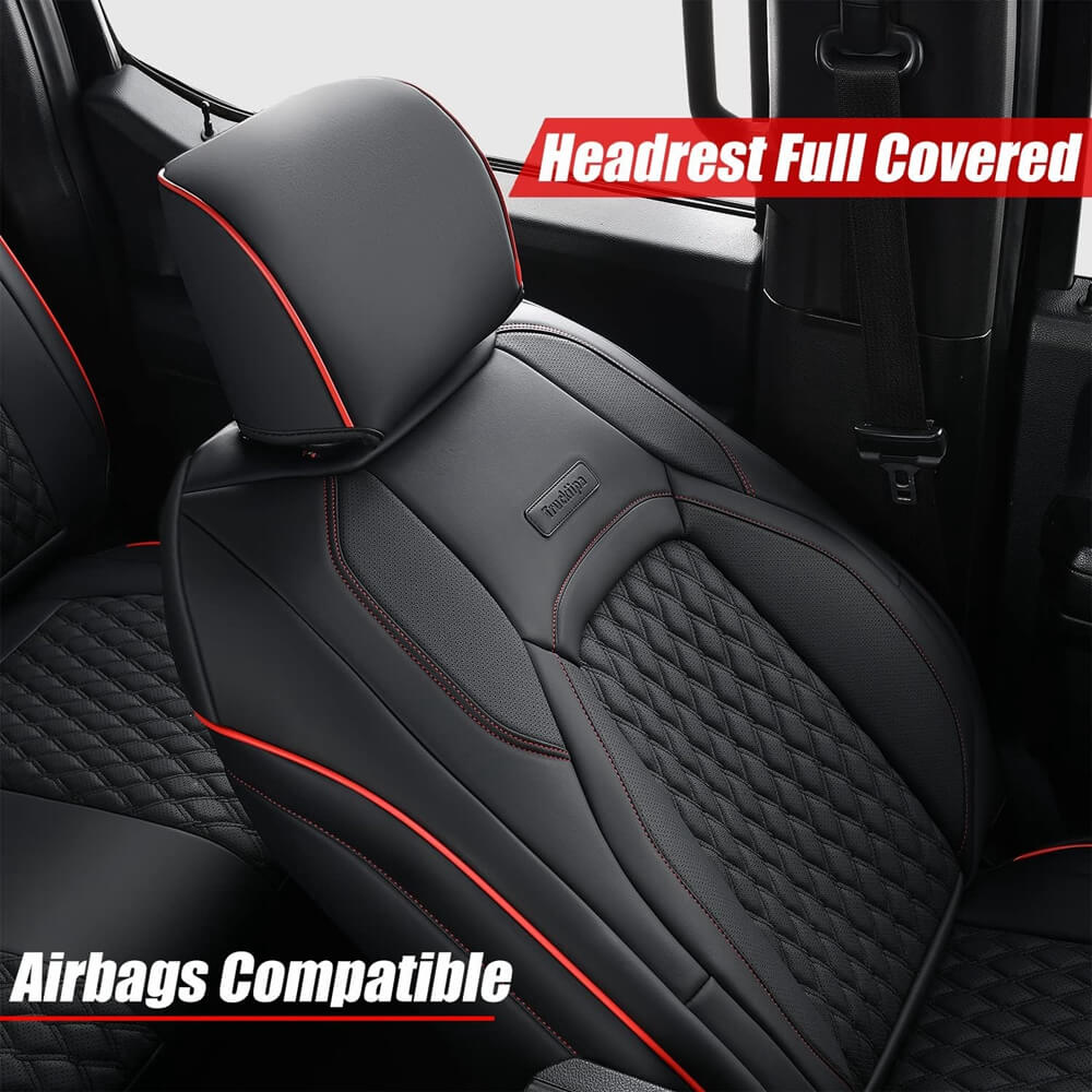 Truckiipa 2002-2023 Ram 1500 Car Seat Covers Full Coverage Leather Auto Seat Protector Fit 1500 2500 3500 Crew Mega Cab Rebel Laramie Big Long Horn