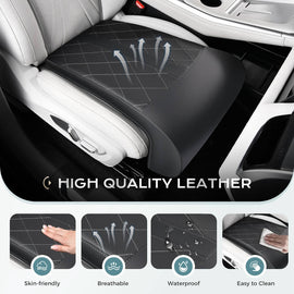 Coverado Car Seat Extender Pad Quality Leather Leg Support Cushion for Long Driving Universal for Driver Seat Office Chair