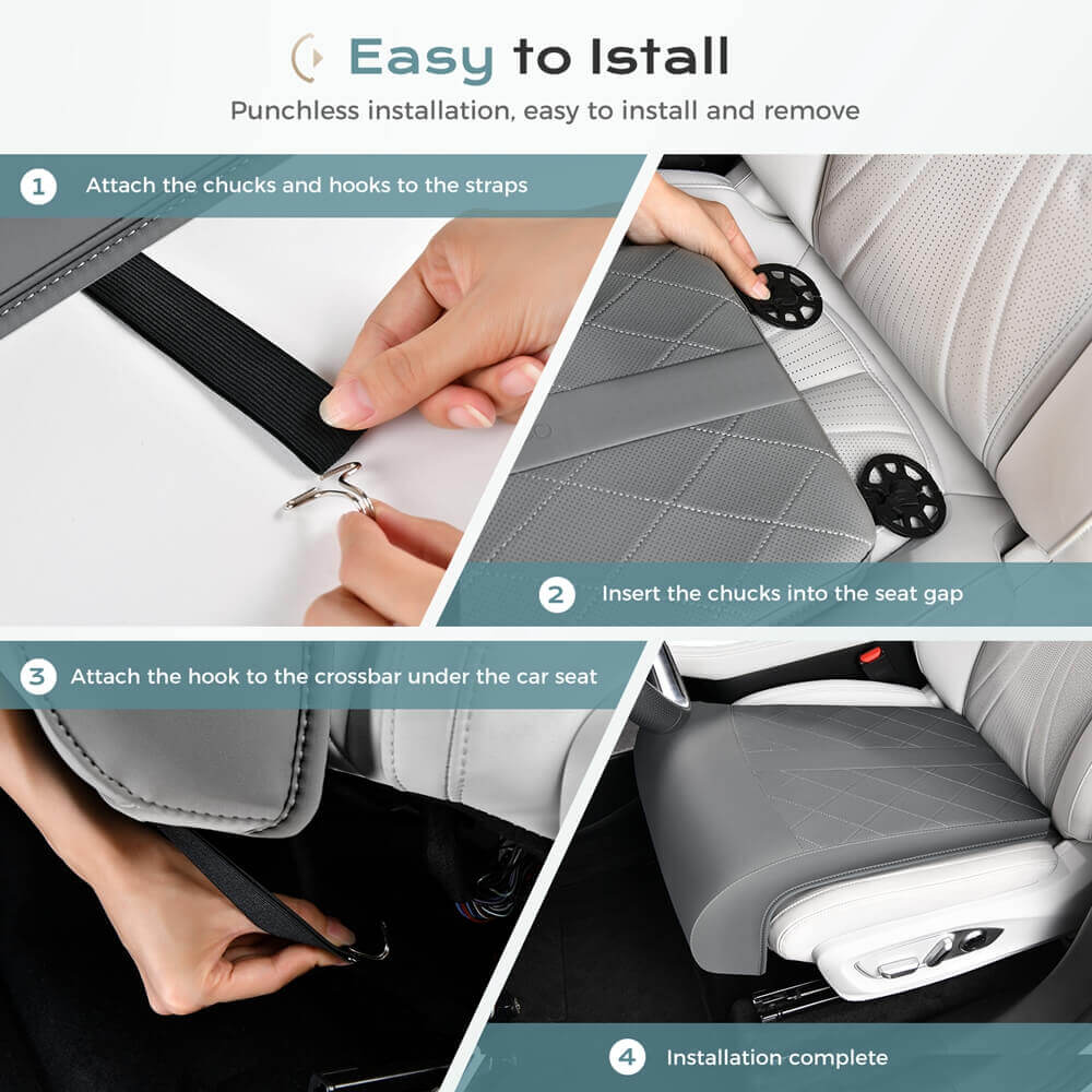 Coverado Car Seat Extender Pad Quality Leather Leg Support Cushion for Long Driving Universal for Driver Seat Office Chair
