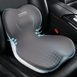 Coverado Car Lumbar Cushion Back Support Washable One Piece Memory Foam Ergonomic Driving Seat Cushion Non-Slip Office Chair Cushion