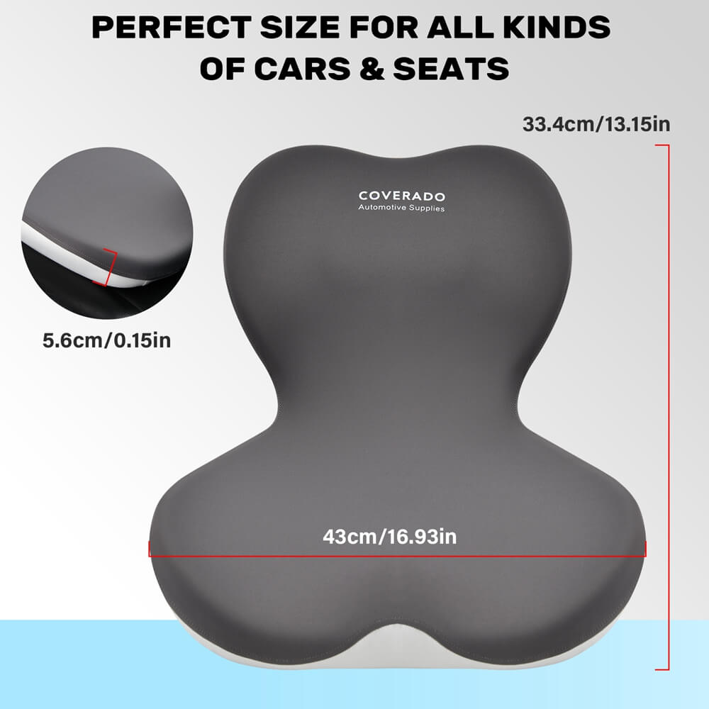 Coverado Car Lumbar Cushion Back Support Washable One Piece Memory Foam Ergonomic Driving Seat Cushion Non-Slip Office Chair Cushion