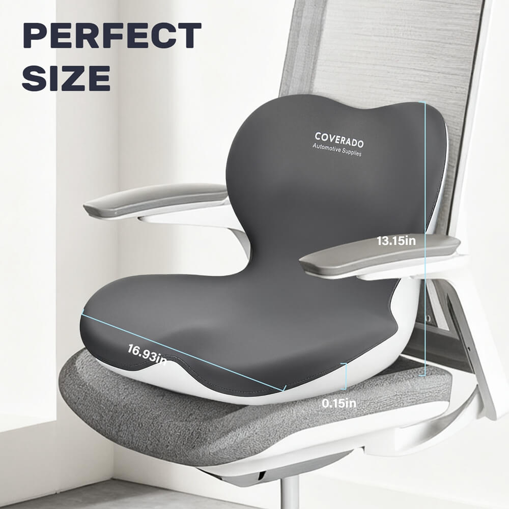 Coverado Car Lumbar Cushion Back Support Washable One Piece Memory Foam Ergonomic Driving Seat Cushion Non-Slip Office Chair Cushion