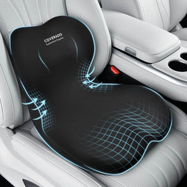 Coverado Car Lumbar Cushion Back Support Washable One Piece Memory Foam Ergonomic Driving Seat Cushion Non-Slip Office Chair Cushion