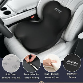 Coverado Car Lumbar Cushion Back Support Washable One Piece Memory Foam Ergonomic Driving Seat Cushion Non-Slip Office Chair Cushion