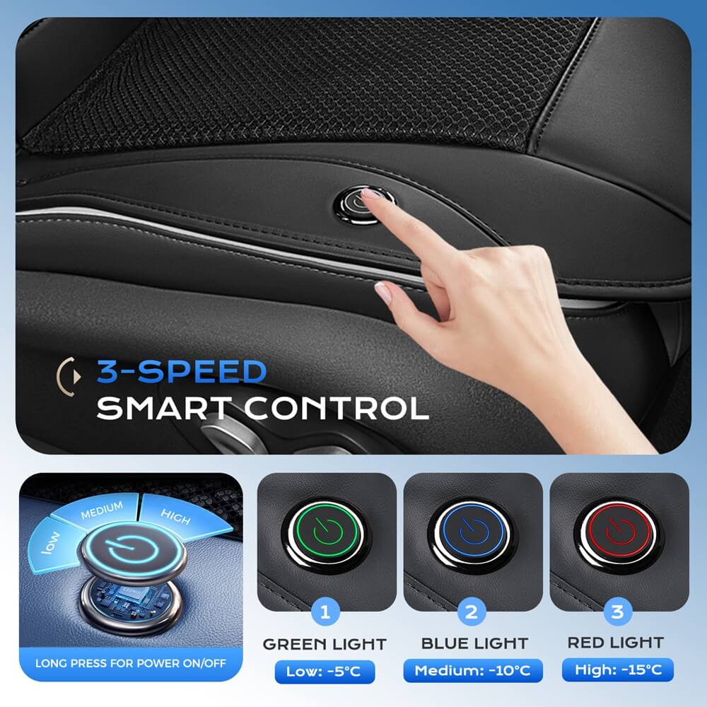 ❄️Coverado Cooling Car Seat Cushion Turbo Fan Ventilated Cover Universal Fit