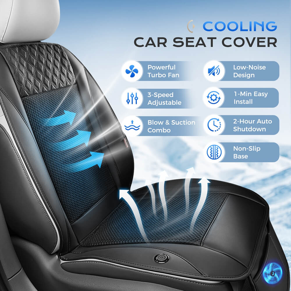 ❄️Coverado Cooling Car Seat Cushion Turbo Fan Ventilated Cover Universal Fit