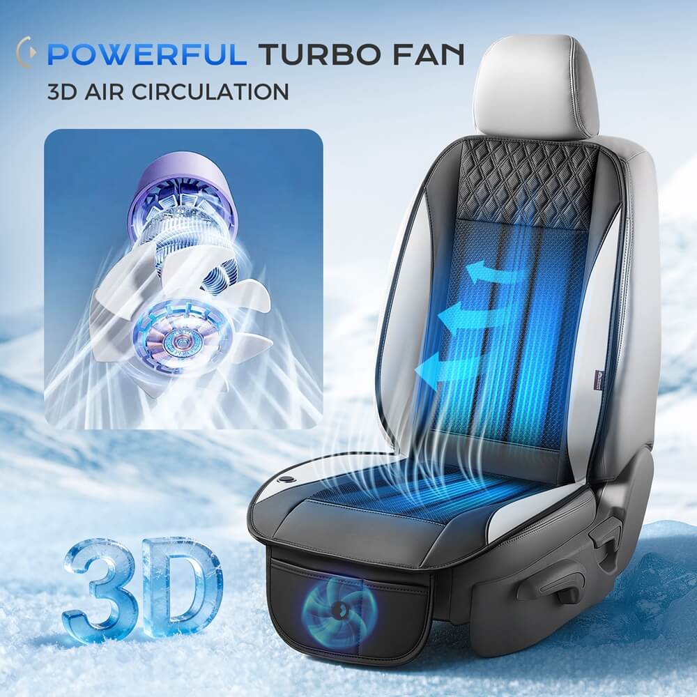 ❄️Coverado Cooling Car Seat Cushion Turbo Fan Ventilated Cover Universal Fit