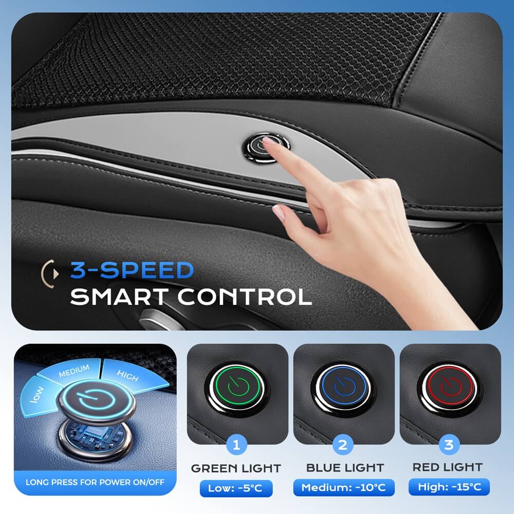 ❄️Coverado Cooling Car Seat Cushion Turbo Fan Ventilated Cover Universal Fit