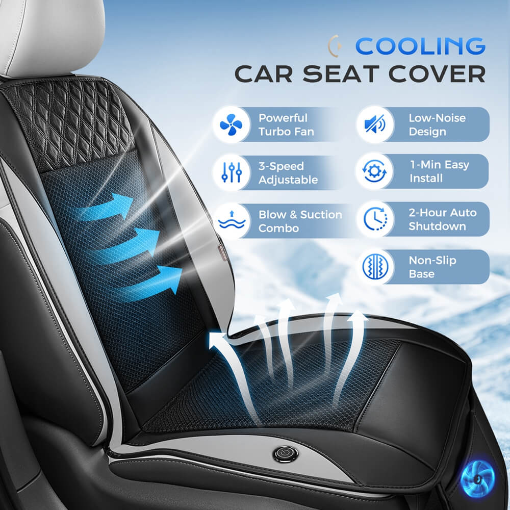 ❄️Coverado Cooling Car Seat Cushion Turbo Fan Ventilated Cover Universal Fit