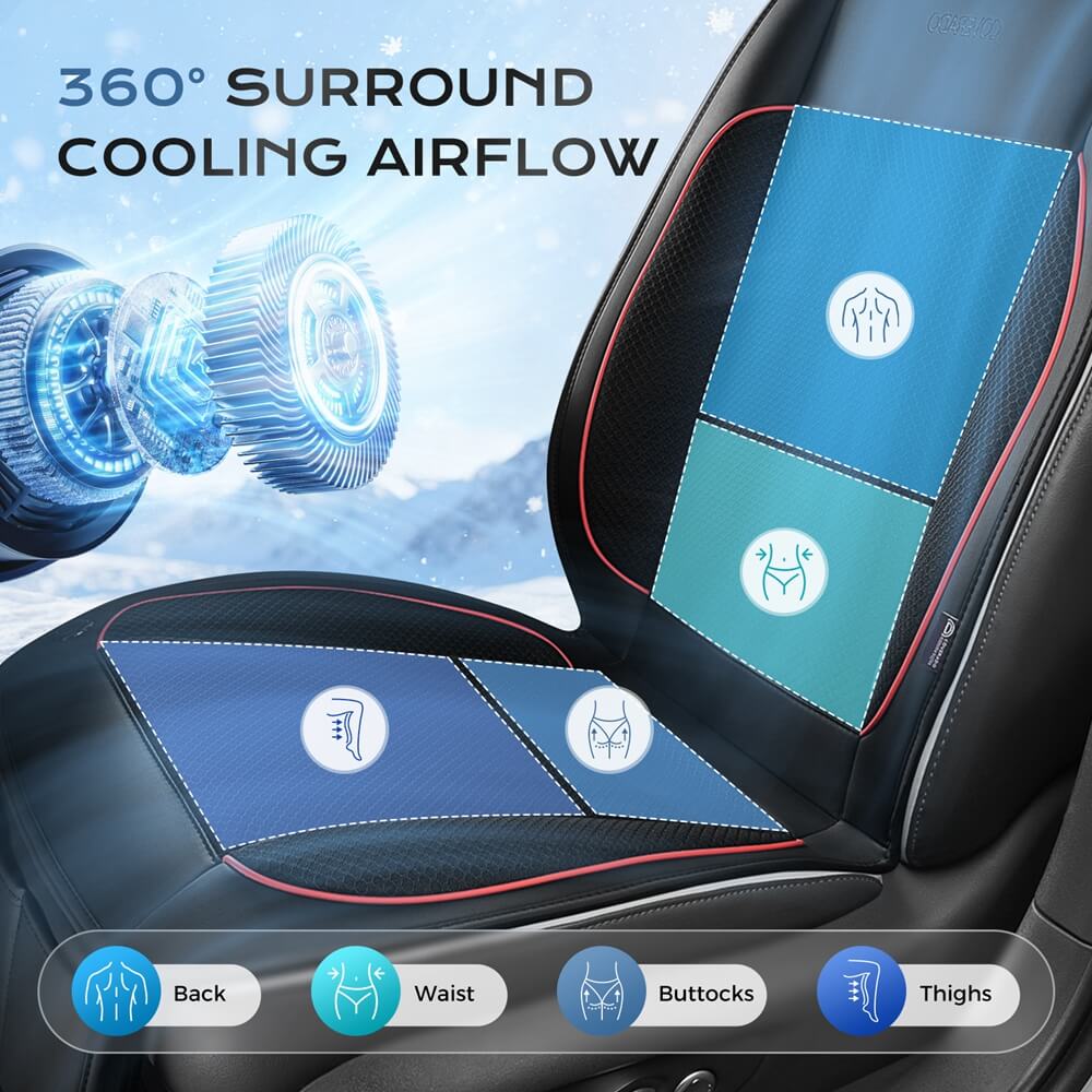 ❄️❄️Coverado Car Seat Cooling Cushion Dual Fan Ventilated Seat Cover Universal Fit