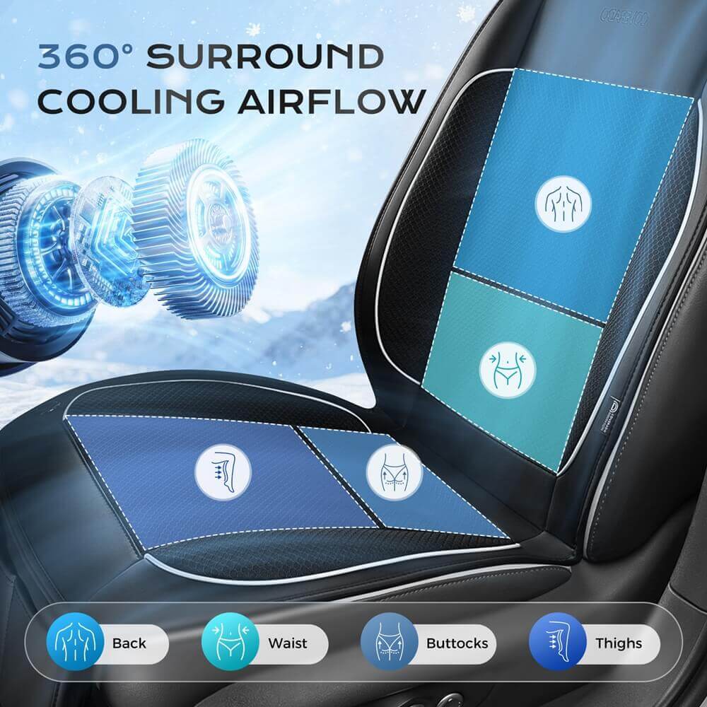 ❄️❄️Coverado Car Seat Cooling Cushion Dual Fan Ventilated Seat Cover Universal Fit