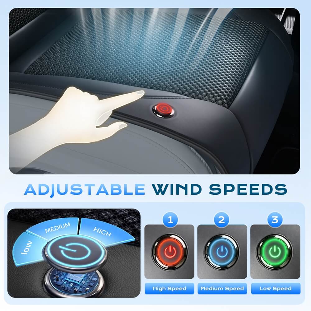 ❄️❄️❄️Coverado Car Cooling Cushion 8 Fans Ventilated Seat Cushion Universal Fit