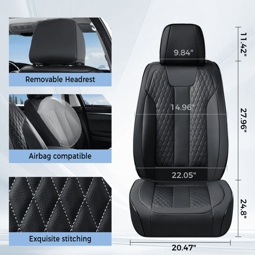 Coverado Car Seat Covers Premium Leatherette Front Seat 2 Seat and Full Set 5 Seat Protectors for SUVs Trucks Cars