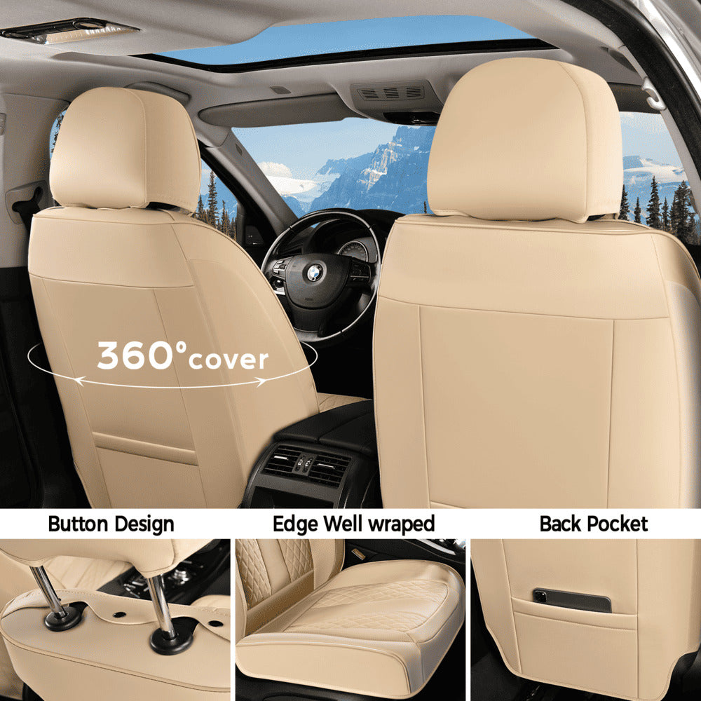 Coverado Car Seat Covers Premium Leatherette Front Seat 2 Seat and Full Set 5 Seat Protectors for SUVs Trucks Cars